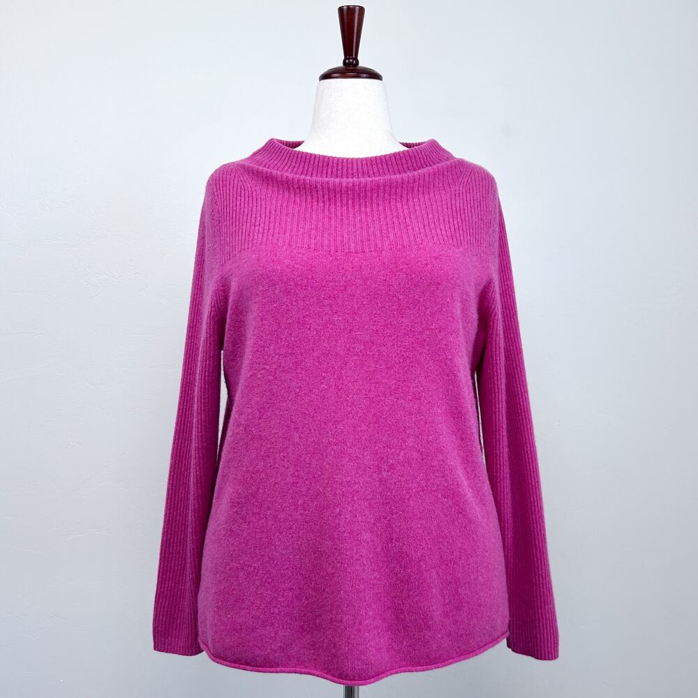 Sundance 100% Cashmere Rib Knit Pink Tunnel Neck Long Sleeve Kimia Sweater LARGE